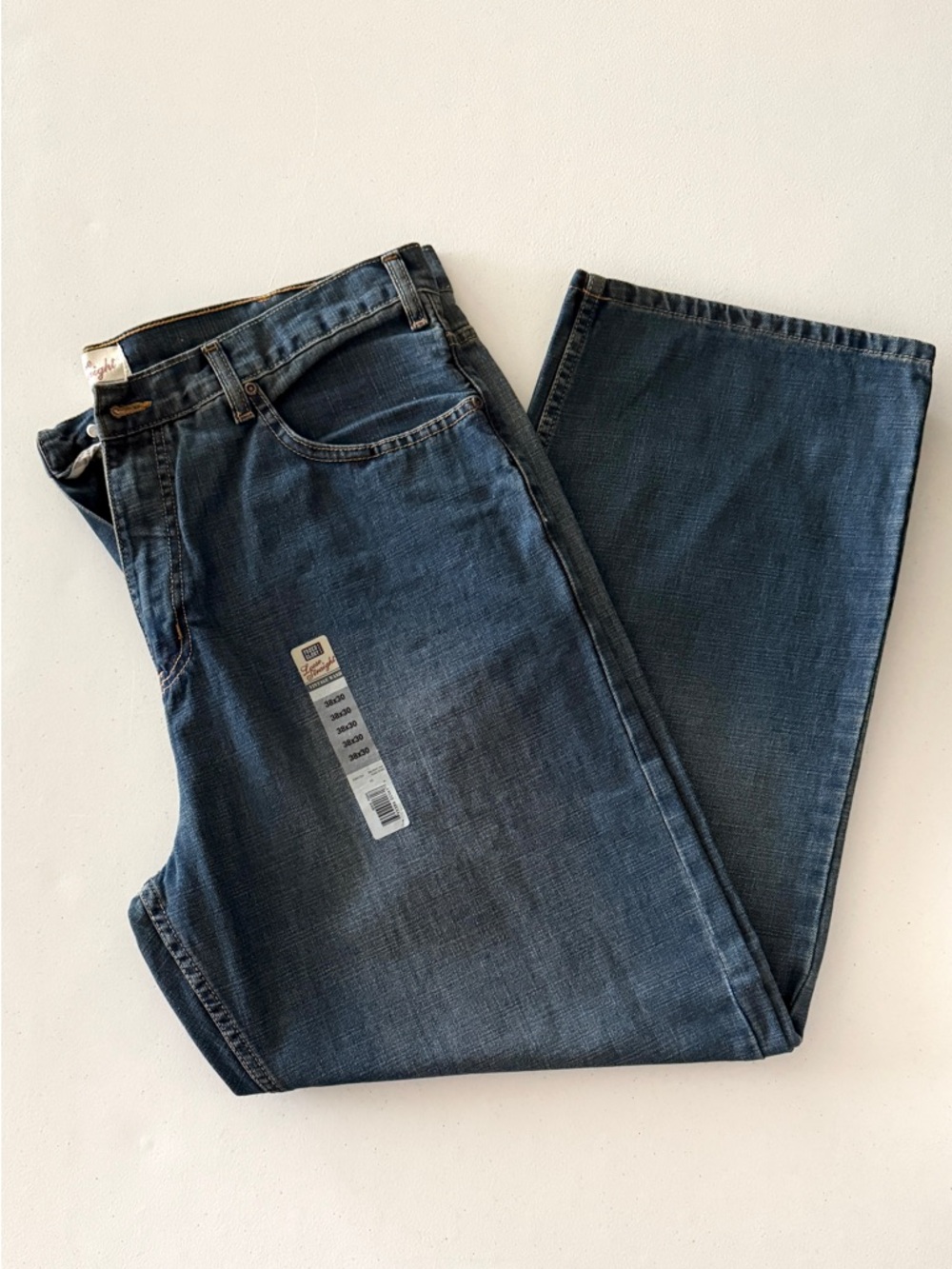 NWT Faded Glory Men’s 38x30 Vintage Wash Loose Straight Blue Jeans